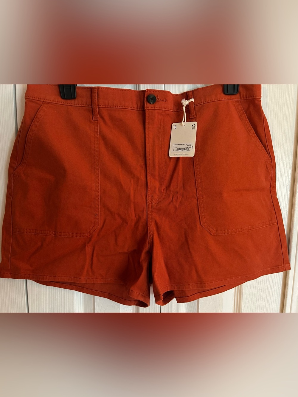 ANA Rust-Orange Flat Front Cotton Shorts